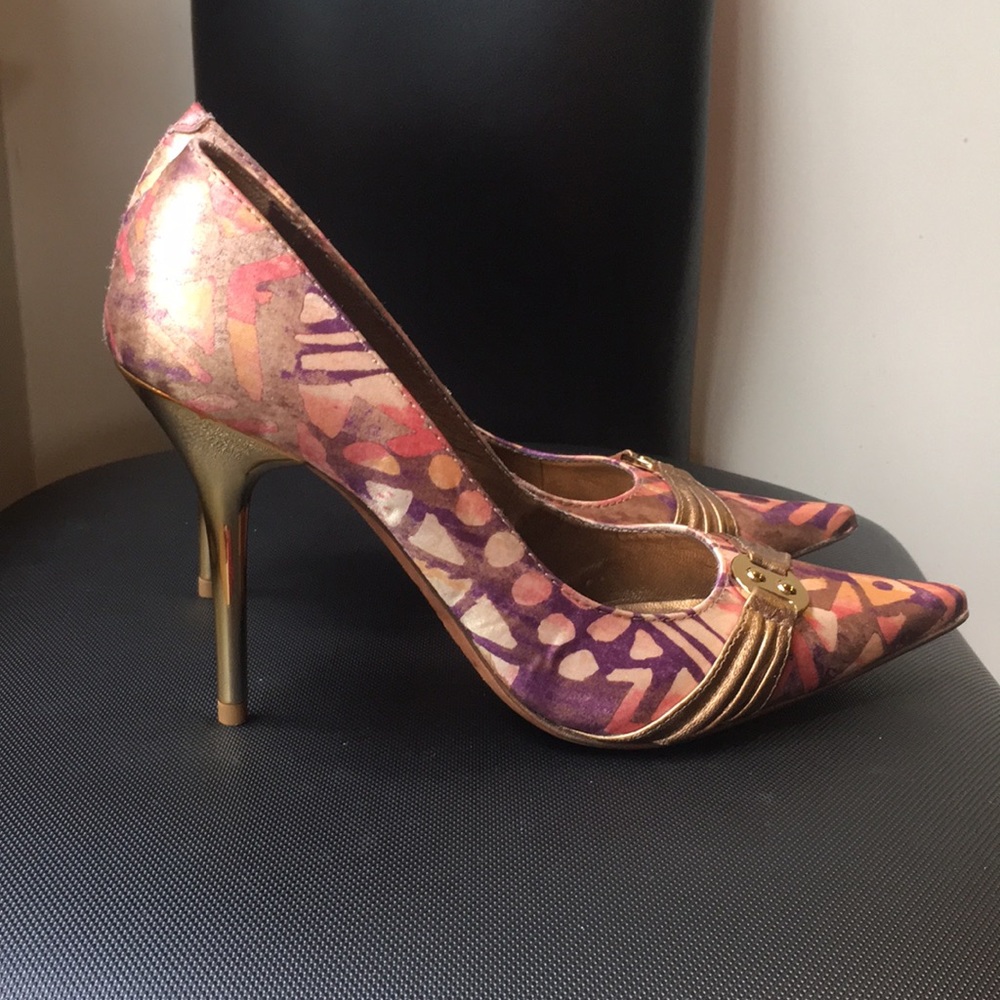 ALDO Ikat Print Pumps Metallic Stiletto Heels